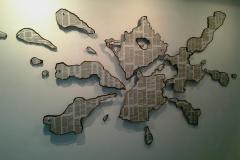 Title: Diary 14: France / Medium: Cauerized bible page on laser cut glass / Size: Variable Dimensions / Year: 2014