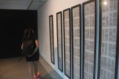 Title: Diary 13: Cambodia,Thailand,Vietnam / Medium: 6pcs of Framed cauterized bible pages / Size: 1 x 6 ft (30 x 180 cm) / Year: 2013
