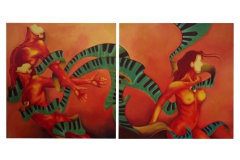 Title: "i keep asking the same question in different ways, 'till i get the answer i want yet nobody asked me if i wanted to be born.." / Medium: Oil on Canvas / Size: 4 x 8 ft (122 x 244 cm) / Year: 2009