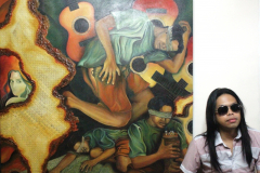 Title: A life handed faith / Medium: Oil and Blood on canvas / Size: 4 x 4 ft (122 x 122 cm) / Year: 2007