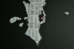 Diary 15: Manila cauterized bible pages on laser cut glass Variable Dimension 2014
