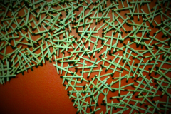 Detail image of my personal penmanship written on the sides of every matchsticks.
